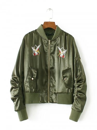 women bomber jacket 2017 female coat flight suit casual jacket women coat and embroidered eagle wome