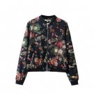 Autumn Basic Jacket Bomber Zipper Baseball Women Casual Flower Print Outerwear Flight Jackets Long S