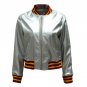 Jacket Metalic Women Street Style Bomber Stand Collar Short Jacket Metal Leather Shinny Color Outwea