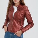 2018 New Fashion Women Wine Red Faux Leather Jackets Lady Bomber Motorcycle Cool Outerwear Coat Good