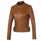 New 2018 Women\'s Winter Autumn Brown bomber motorcycle Leather jackets women 5 color brand jacket j