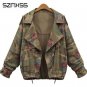 Coat Women\'s Basic Jackets Plus Size 4XL Army Green Camouflage Coats Zip Cardigans Denim Outwear Bo