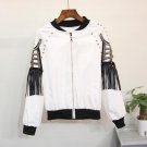 TOP QUALITY New Fashion Runway 2017 Designer Jacket Women\'s Long Sleeve Tassel Beaded Zip Bomber Ja