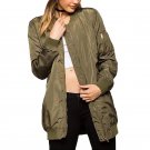 Army Green Long Bomber Jacket Coat Women 2017 Long Sleeve Basic Jacket Female Stand Collar Zipper Au