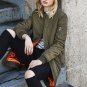 Army Green Long Bomber Jacket Coat Women 2017 Long Sleeve Basic Jacket Female Stand Collar Zipper Au