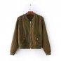 Women Basic Bomber Jackets Army Green Casual Long Sleeve Jacket Coat Zipper Chaquetas Biker Outwear 