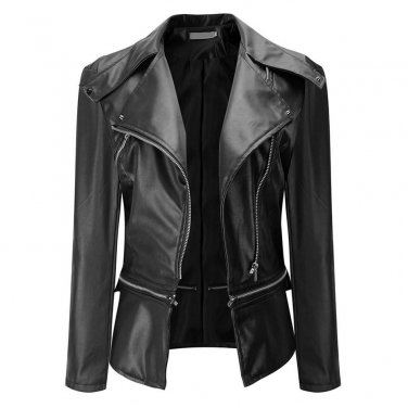 Soft Synthetic Leather Jacket Women Motorcycle Jacket Autumn Women Basic Coats Jaqueta Feminina Bomb
