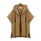 2017 Autumn Winter Woolen Coat Bat Sleeve Hooded Women Cloak Basic Coats Long Female Bomber Windbrea