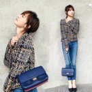 ANGVILME 2017 High Quality New Fashion Winter Coat Women\'s Long Sleeve Colorful Tweed bomber jacket