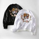 Vintage back  tiger embroidery basic jacket coat Autumn 2017 street satin bomber jacket Women revers