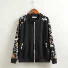 2016 Plus size Streetwear Floral bomber jacket women Knitted fabrics Casual long sleeves jacket high