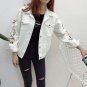 Summer/Spring Women Thin Floral Embroidery Single Breasted Bomber Denim Jacket Loose Jaqueta Jeans C