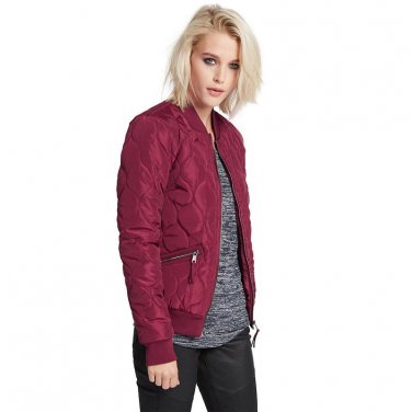 Autumn Cotton Padded Down Coats Winter Zipper Up Wine Red Casual Biker Bomber Jacket Women Long Slee