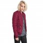 Autumn Cotton Padded Down Coats Winter Zipper Up Wine Red Casual Biker Bomber Jacket Women Long Slee
