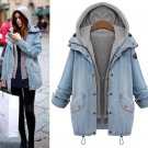 Fashion 2 Pieces Denim Jacket + Sleeveless Hoodies Female Jean Bomber Basic Jackets Women\'s Windbre