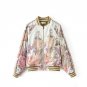 Floral Print Bomber Jacket Women Black Casual Suit Girl High Fashion Female Loose White Print Street