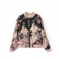Floral Print Bomber Jacket Women Black Casual Suit Girl High Fashion Female Loose White Print Street