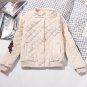 Women Embroidered Cotton Padded Warm Velours Bomber Jacket In Diamond Pattern