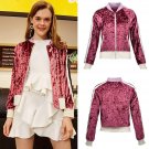 Women Bomber Jacket Velvet Coat Casual Winter Zippers Patchwork Basic Jacket Female Long Sleeve Outw