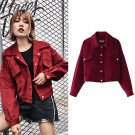 Top Quality Red Wine Loose Jacket Women Fashion Long Sleeve Single Breasted Vintage Bomber Jacket Fe