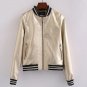 Fashion Women Awesome Cool Punk Metallic PU Leather Bomber Jacket Coat Women Faux Leather Clothes Zi