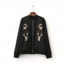 Women bomber jacket Black big size bird flower embroidery ladies spring coat female jacket casaco ch
