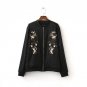 Women bomber jacket Black big size bird flower embroidery ladies spring coat female jacket casaco ch