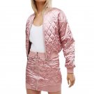 Pink Bomber Jacket Women Autumn Winter Short Jacket Coats Parkas Female Zipper Slim Basic Coatsmujer