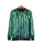 Sequins Green Bomber Jacket Women Coat 2017 Fashion Autumn Long Sleeve Zipper Streetwear Jacket Prep