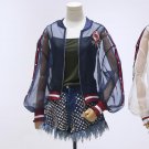 Sunscreen Basic Jacket Women Summer Long Sleeve Bomber Jacket Women Coat Short Outwear Organza O-nec