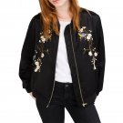Women Bomber Jacket 2017 Casual Systemic Tree Flowers Embroidered Flight Female Jacket And Women Bas