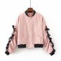 Heyouthoney 2017 Women stand collar bomber jacket lace up long sleeve flight jacket casual coat two 