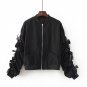 Heyouthoney 2017 Women stand collar bomber jacket lace up long sleeve flight jacket casual coat two 