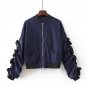 Heyouthoney 2017 Women stand collar bomber jacket lace up long sleeve flight jacket casual coat two 