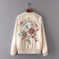 2017Summer Women Embroidery Floral Stand Collar Long Sleeve Jackets Ladies Casul Baseball Satin Jack