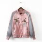 Reversible Coat Embroidery Flower Bird Long Sleeve Stand Collar Zipper Baseball Women Bomber Jacket 