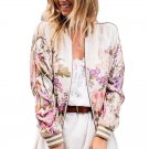 New 2017 Autumn Women Vintage Boho Floral Printed Bomber Jacket Female Long Sleeve Casual Coats Oute