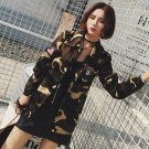 New 2017 spring military style fashion embroidery and camouflage printed bomber jacket women chaquet
