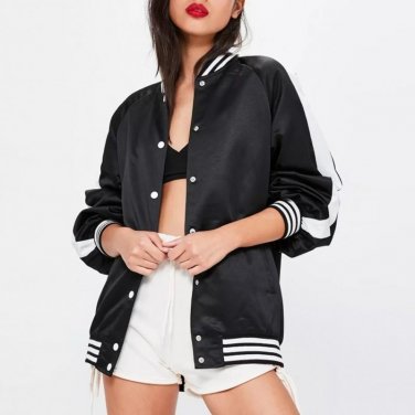 2017 Spring Autumn Women Thin Jackets Tops Basic Bomber Jacket Long Sleeve Coat Casual Stand Collar 