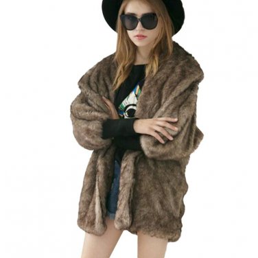 2017 Winter Womens Luxury Fox Fur Coat Thick Warm Fluffy Jacket Long Sleeve Ladies Faux Fur Coat Sha