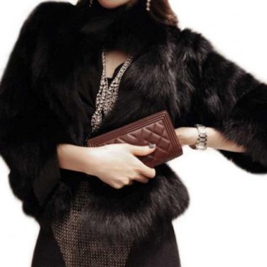 Winter Fluffy Faux Fox Fur Coat For Women Turn-down Collar Fake Fur Jacket Long Sleeve Outwear Mante