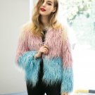 Gradient Casual Winter Short Shaggy Cardigan Fur Coat Fluffy Faux Fur Chic Female Outerwear Long Sle