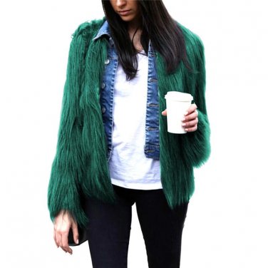 2017 Winter Womens Luxury Fur Coat Fluffy Jacket Long Sleeve Ladies Faux Fur Coat Plus Size Thick Wa