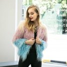 Patchwork elegant faux fur coat 2016 autumn winter women jacket coat Colorful chic fluffy longhair f