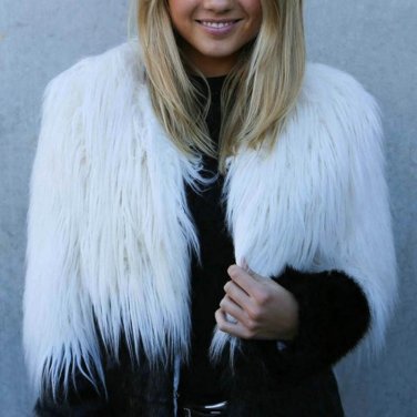 2017 Elegant soft faux fur winter coat women Fluffy warm long sleeve female outerwear coat jacket ha