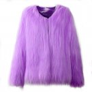 2017 New Women Fur Coat Fluffy Thick Warm Purple Long Sleeve Faux Fur Coats Hairy Overcoat Dark Gree