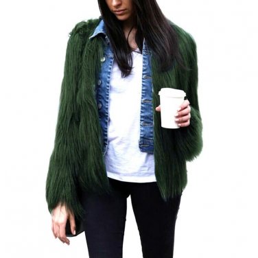 Plus Size Womens Black Fluffy Faux Fur Coats Jackets White Fake Fur Coats Women Winter Warm Coat Fem
