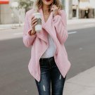 2017 Fashion Women Autumn Open Front Plush Fluffy Faux Fur Long Sleeve Lapel Neck Solid Irregular Co