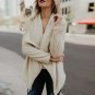 2017 Fashion Women Autumn Open Front Plush Fluffy Faux Fur Long Sleeve Lapel Neck Solid Irregular Co