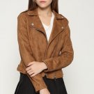 Women Autumn Winter Faux Leather Jacket Short Slim Fit Suede Jacket Soft Zippers Fashion Motorcycle 
